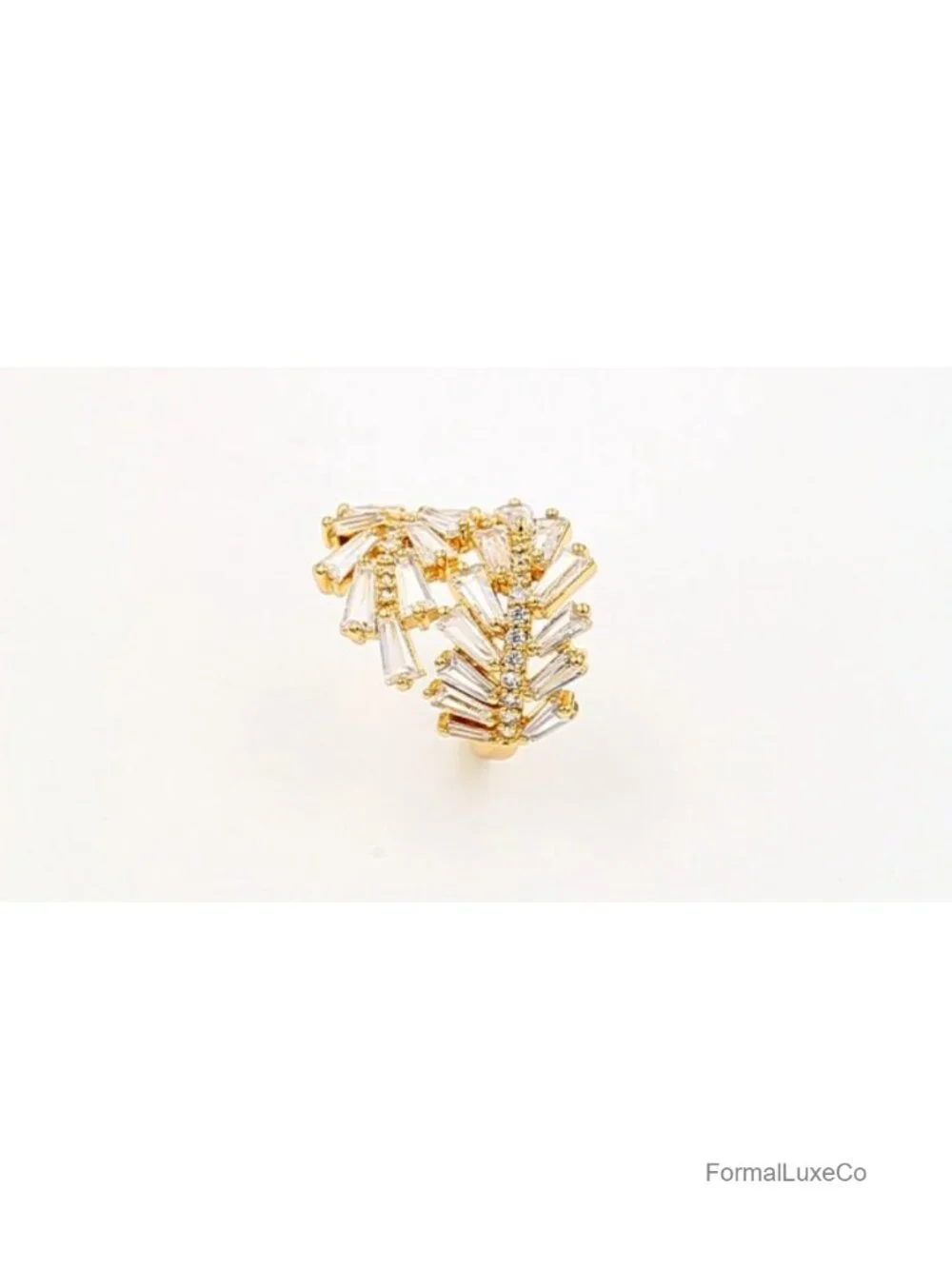 Adjustable Cocktail Statement Ring Gold Plated CZ Crystal Jewelry